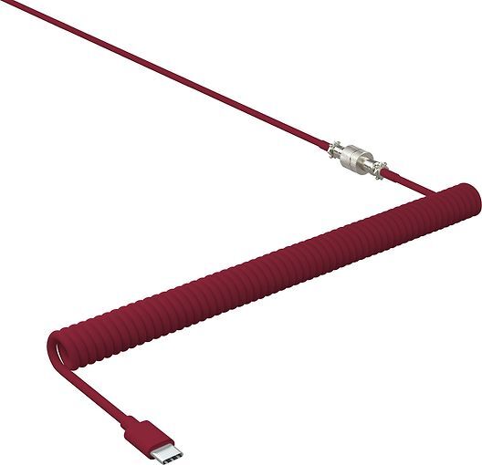 Xtrfy Cable, USB-C to USB-A w. connector, Coiled, Braided, Cherry Red