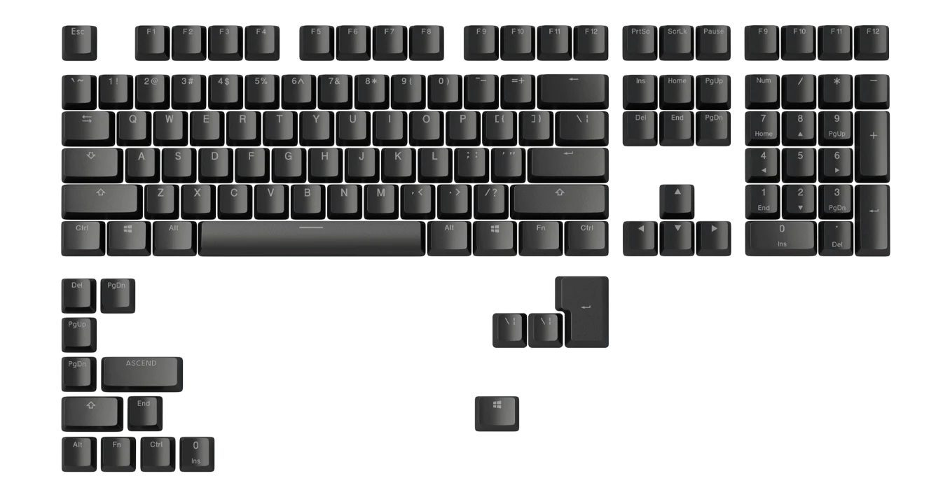 Glorious ABS Keycaps - 105 key-spots, black, NOR-Layout