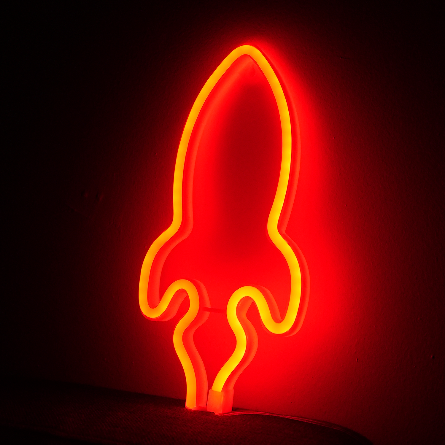 Rum Raket Neon LED Lampe rød