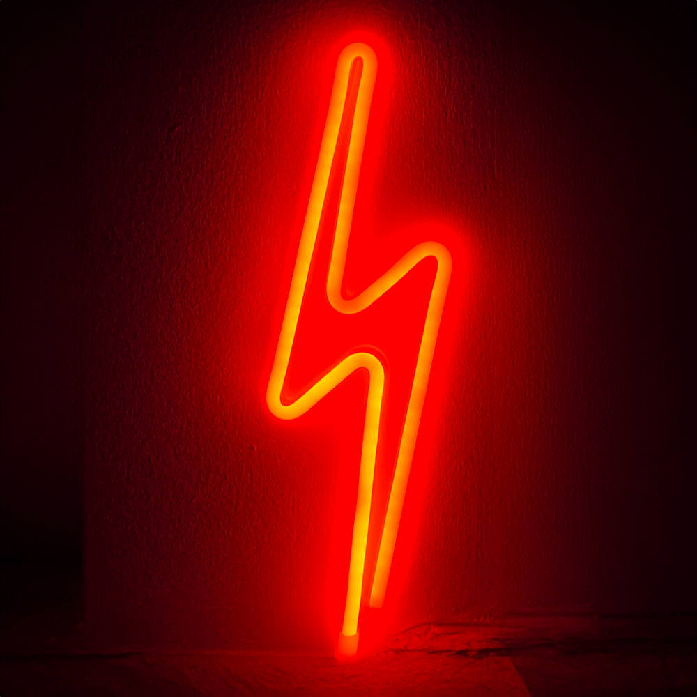Lightning Bolt Neon LED Lampe Rød