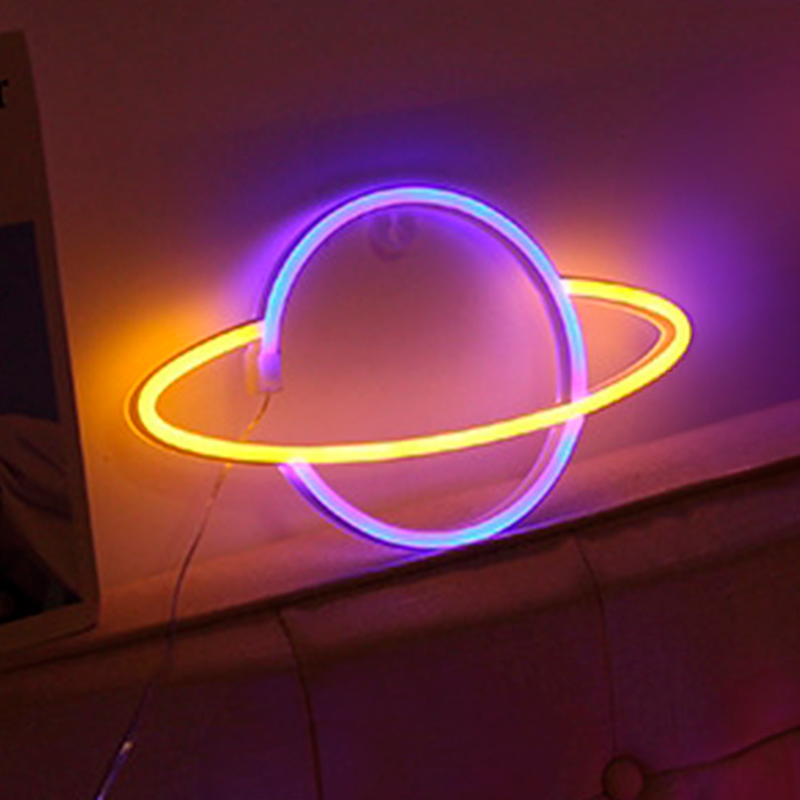 Planet Neon LED Lampe Blå Gul