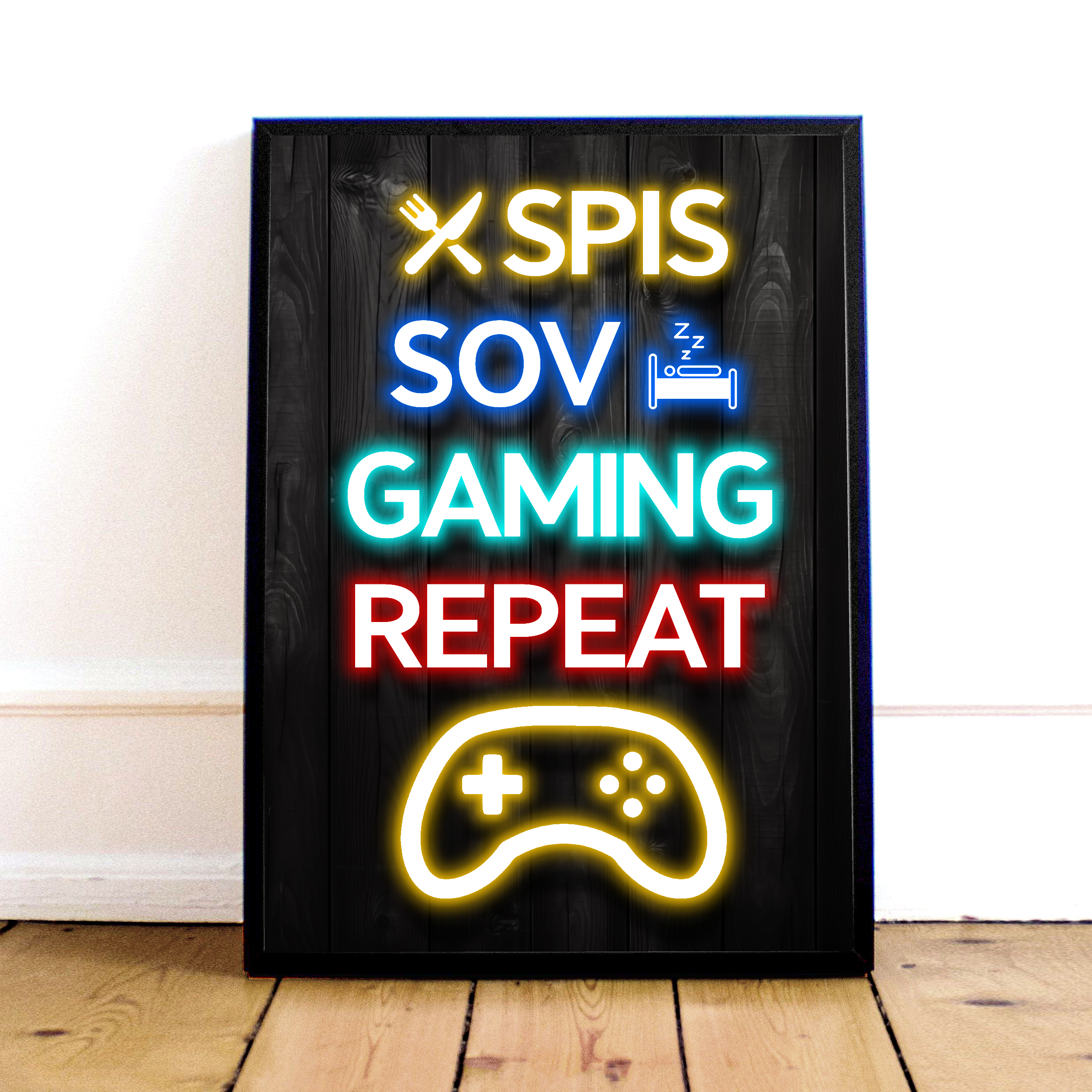 "Spis, Sov, Gaming, Repeat" Plakat