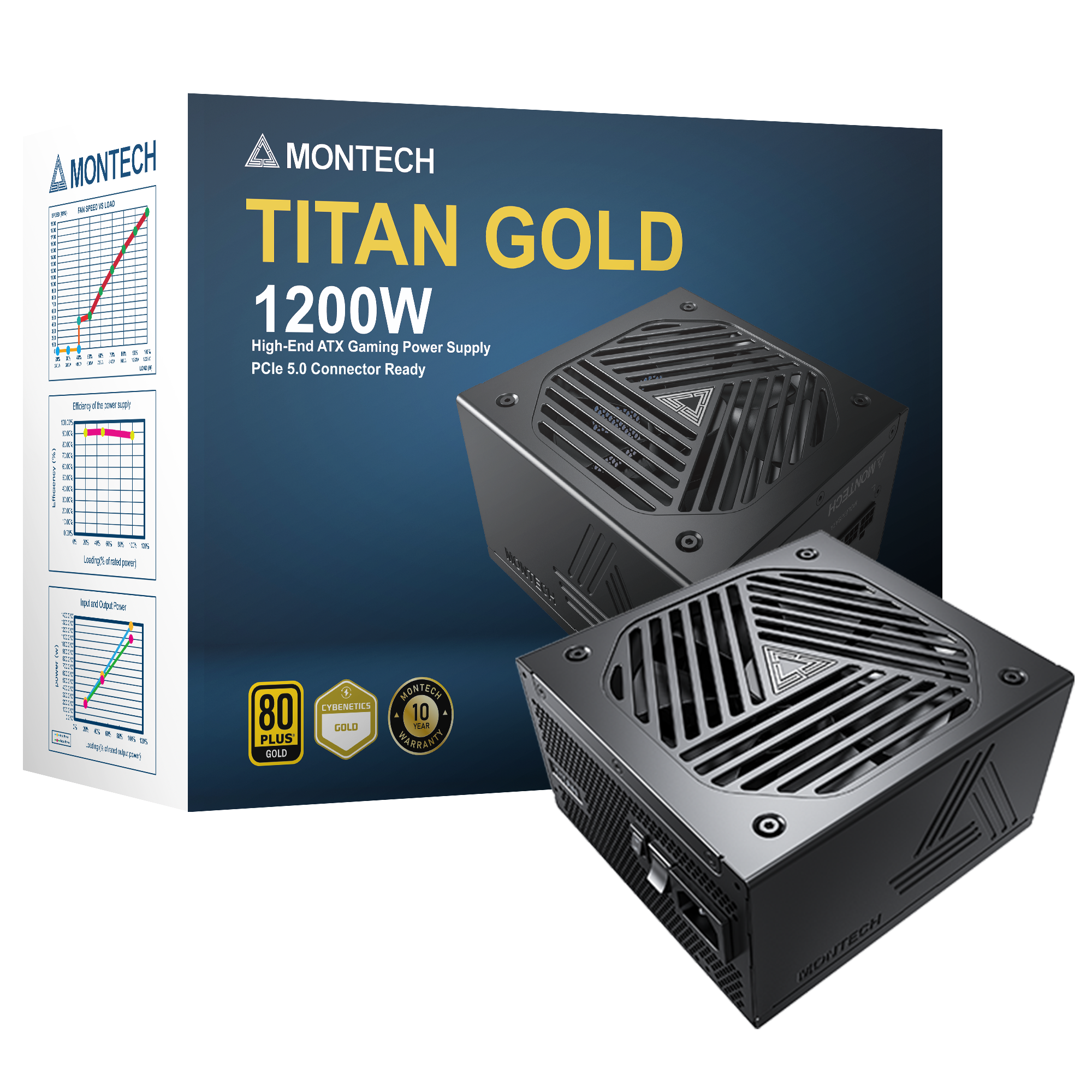Montech Titan 1200W - Full modular, 80+ gold & Cybenetics Gold, ATX 3.0, 12VHPWR connector