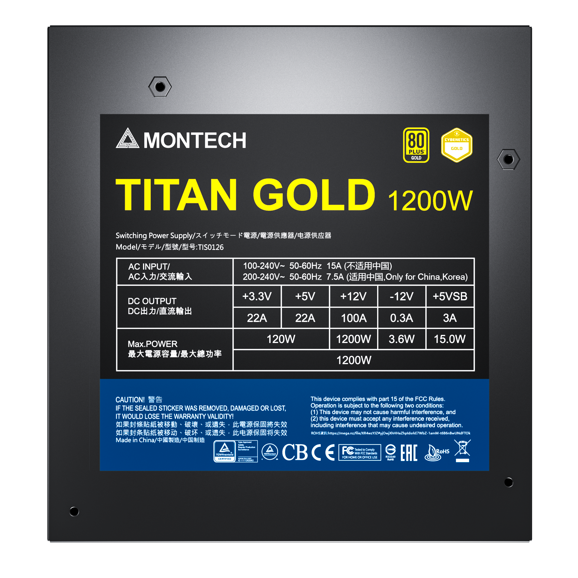 Montech Titan 1200W - Full modular, 80+ gold & Cybenetics Gold, ATX 3.0, 12VHPWR connector
