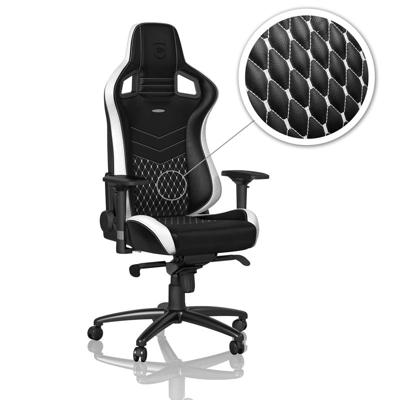 noblechairs EPIC Real Leather Sort/Hvid/Rød noblechairs