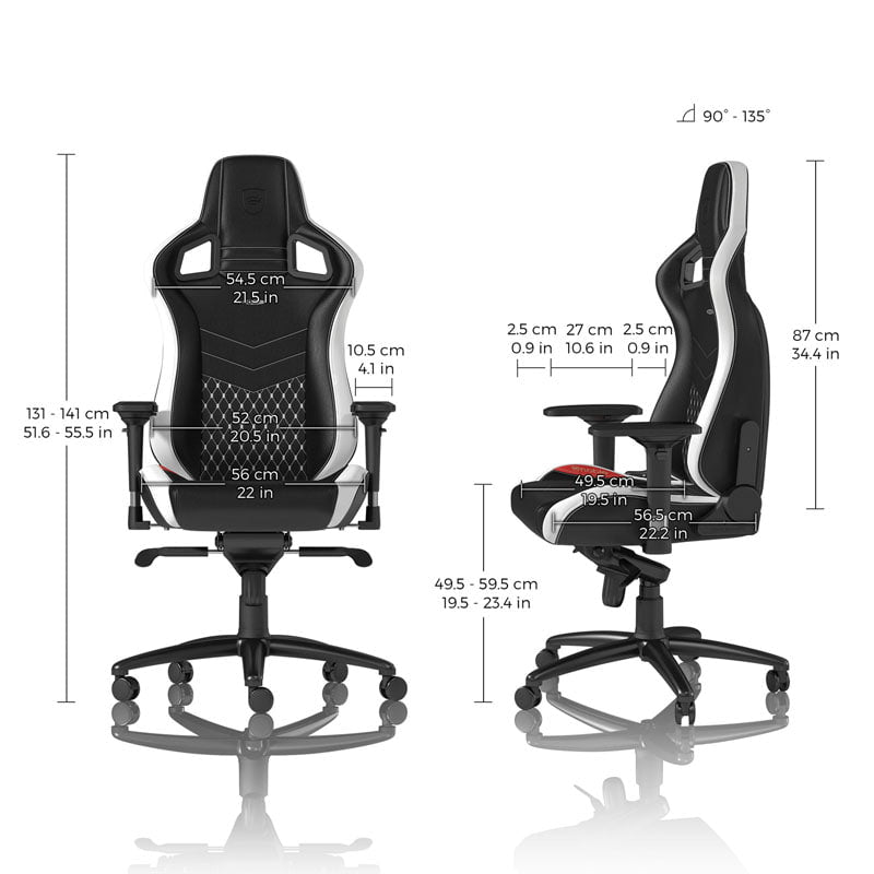 noblechairs EPIC Real Leather Sort/Hvid/Rød noblechairs